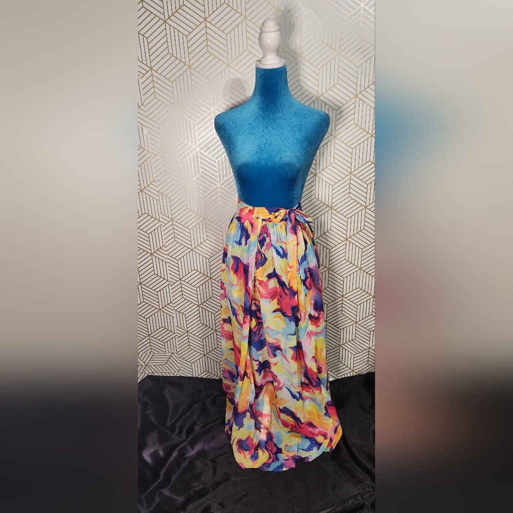 Colorful waist wrap floorlength skirt (Plus Size 20W/22W)